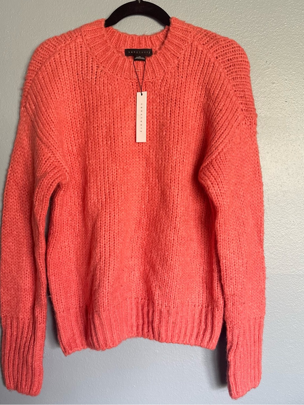 Sanctuary Coral Oversized Knit Crewneck Sweater Size XS